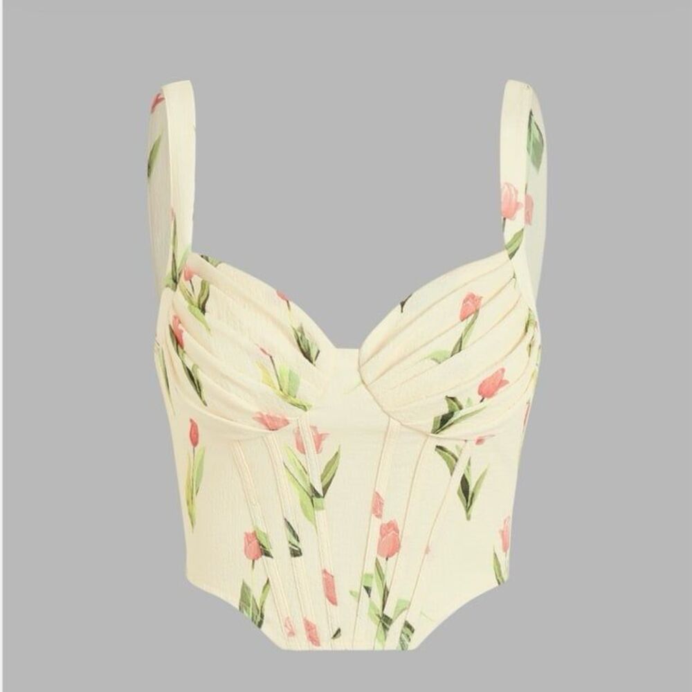 Cider tulip floral corset bustier top